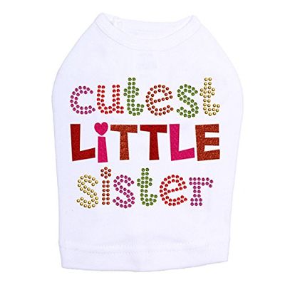 Cutest Little Sister Dog Shirt 4XL White