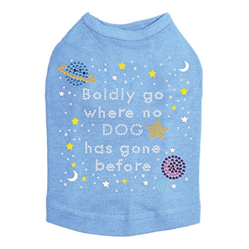 Boldly Go Where No Dog Has Gone Before Dog Shirt 2XL Blue