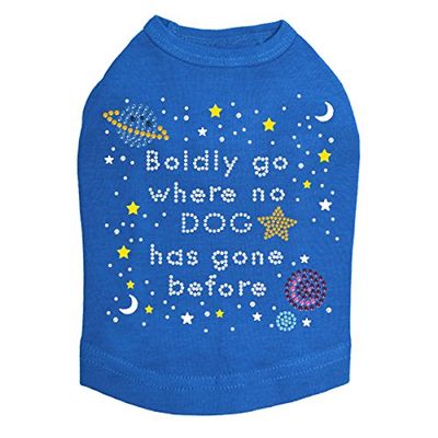 Boldly Go Where No Dog Has Gone Before Dog Shirt 4XL Royal Blue