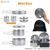 BeGrit Backpacking Camping Cookware Mini Picnic Camping Cooking Mess Kit with Pot and Pan Set for Hiking 8pcs Set view 2