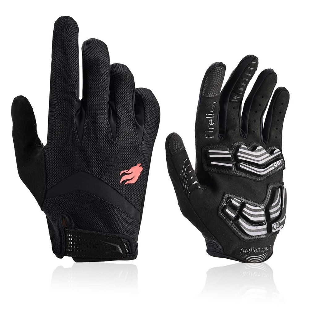 FIRELION Men/Women Bicycle Cycling Gloves, Full-Finger Anti-Skid Shock-Absorbing Outdoor MTB Downhill Off Road Gloves for Racing, Touch-Screen Sports Bike Protective Gloves