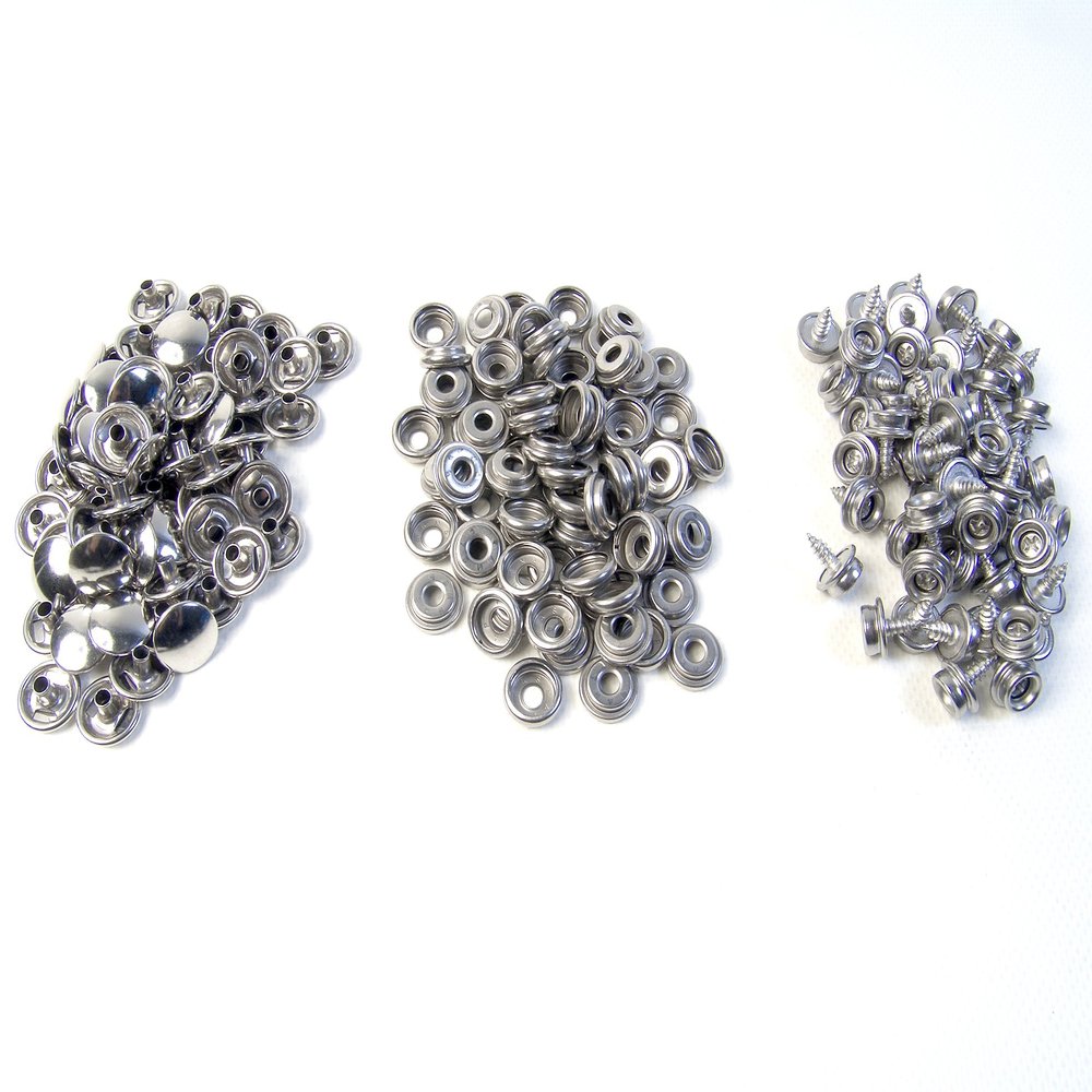 150 Piece 100% Stainless Steel Boat Marine Canvas Upholstery Snap & Stud Fastener Kit: 50 Snaps / 50 3/8" Male Screw in Snap Studs