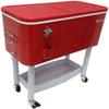 BEACON Rolling Party Cooler, Red Steel with Metal Storage, Stand & Wheel view 1