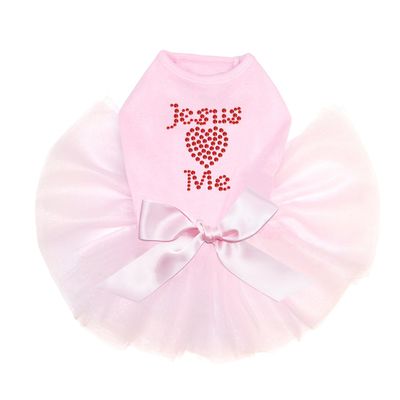 Jesus Loves Me - Dog Tutu Dress, M Pink