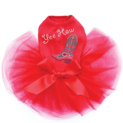 Boot - Pink & Turquoise with Yee Haw - Dog Tutu Dress, 2XL Red