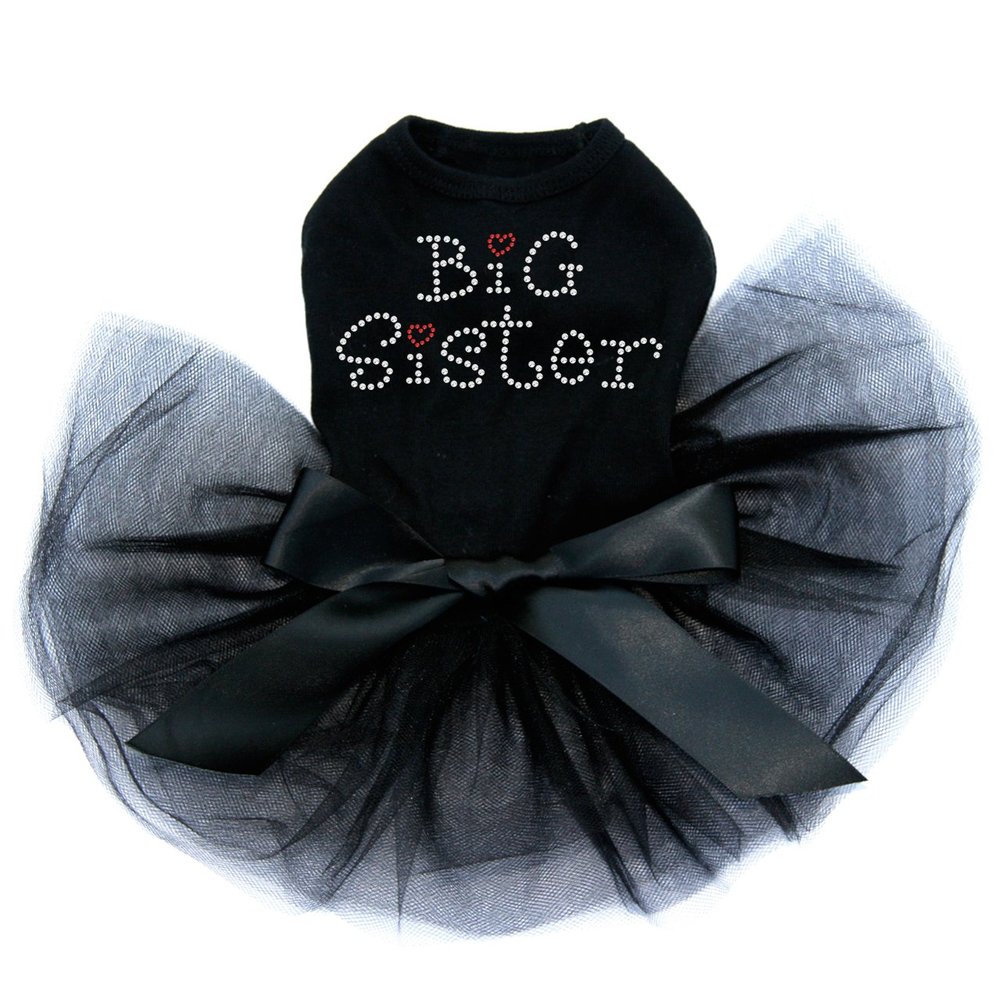 Big Sister with Red Heart - Dog Tutu Dress, M Black