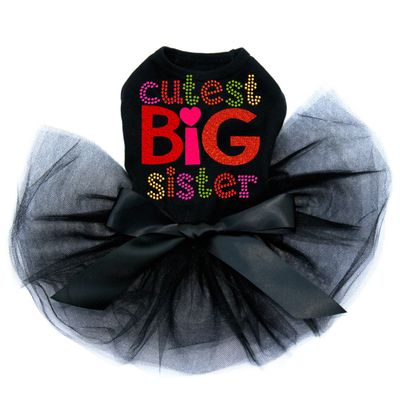 Cutest Big Sister - Dog Tutu Dress, L Black