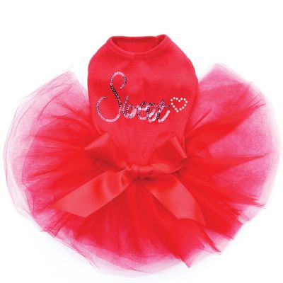 Sweet - Pink Sequins - Dog Tutu Dress, XXS Red
