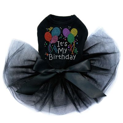 It's My Birthday - Dog Tutu Dress, XXS Black