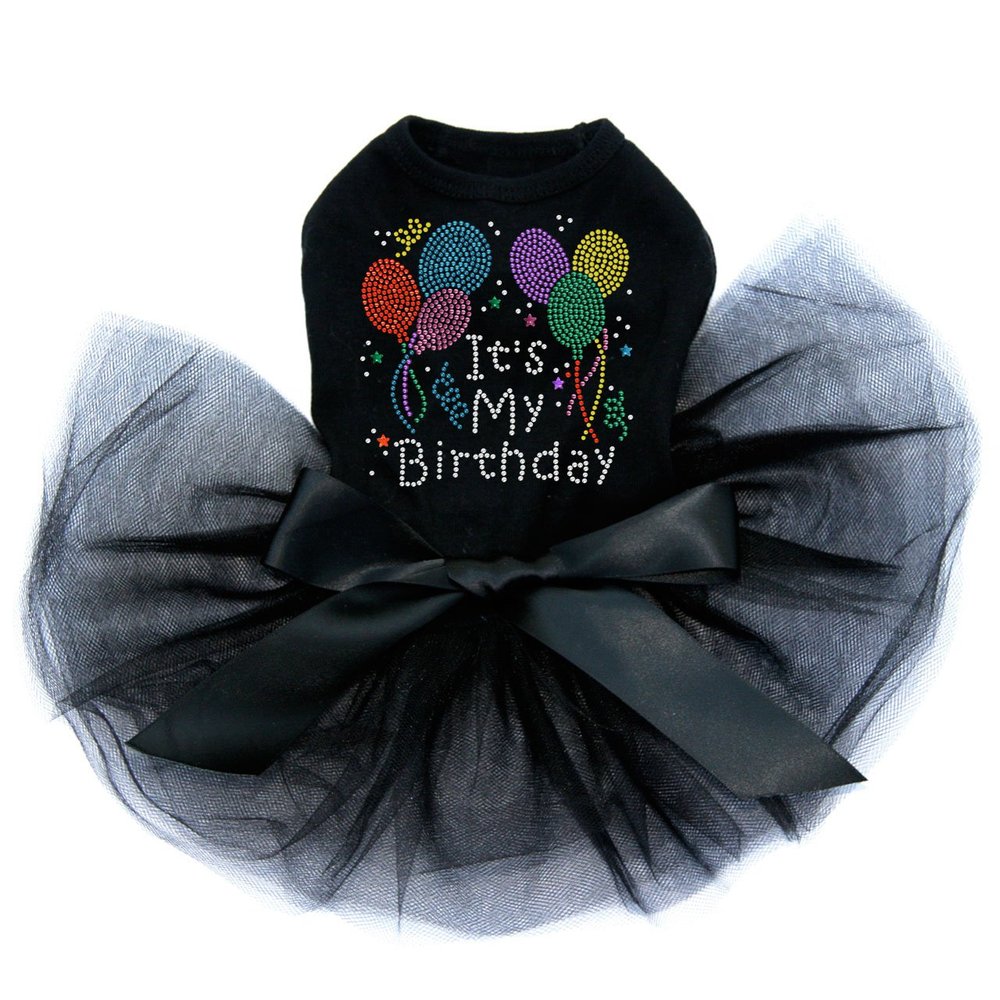 It's My Birthday - Dog Tutu Dress, XXS Black