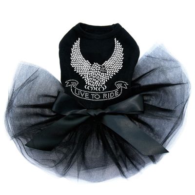 Live to Ride Eagle - Dog Tutu Dress, M Black