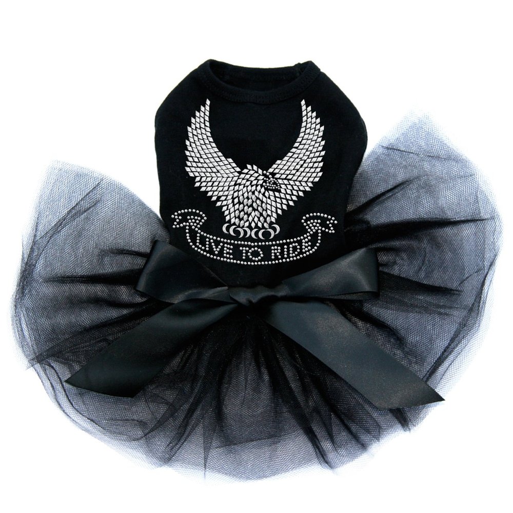 Live to Ride Eagle - Dog Tutu Dress, M Black