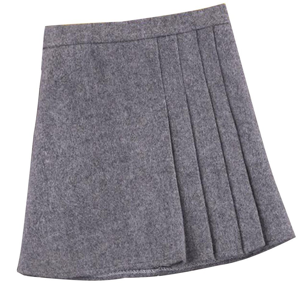 Basic Skirts Women Asymmetry Mini Flared Skater Skirt Thick (S, Grey)