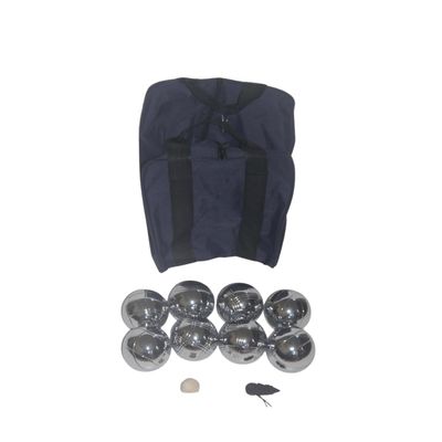 BuyBocceBalls Listing - 73mm Metal Bocce/Petanque Set with Silver Balls and Heavy Duty Black Nylon Bag - Single