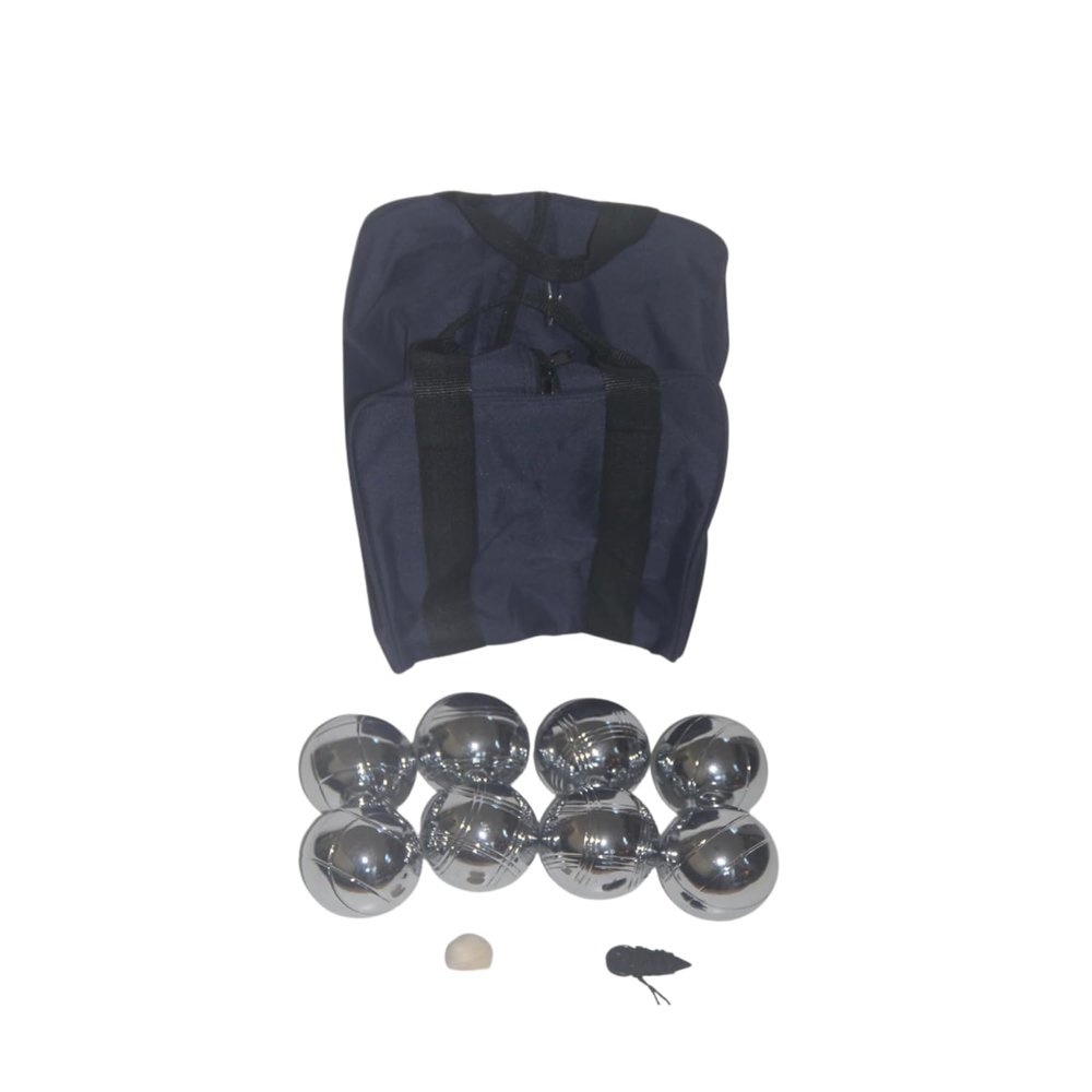BuyBocceBalls Listing - 73mm Metal Bocce/Petanque Set with Silver Balls and Heavy Duty Black Nylon Bag - Single