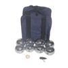 BuyBocceBalls Listing - 73mm Metal Bocce and Petanque Set with Silver Balls and Heavy Duty Blue Nylon Bag - Single view 3