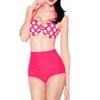 JJ-GOGO Womens Bikini Pink Monroe High Waist Swimsuit (L) view 1