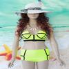 JJ-GOGO High Waist Bikini with Zipper (L, Green) view 2