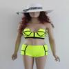 JJ-GOGO High Waist Bikini with Zipper (L, Green) view 3