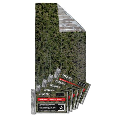 TITAN Survival Mylar Survival Blankets 5 Pack 52 x 82 - 90% Heat Retention & Waterproof Design - Emergency Blanket Cold Weather Protection & Survival Kits - Durable Space Blanket for Outdoor Use