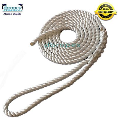 dbRopes Premium Twisted 100% Nylon Dock Line Made in USA (White, 1/2" x 30')