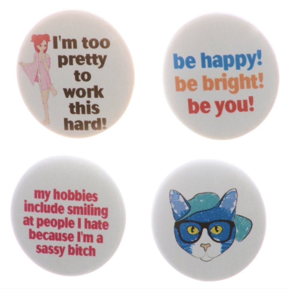 A&T Designs Set 4 Cute Girly Happy Cool Quotes 2.25 Keychains
