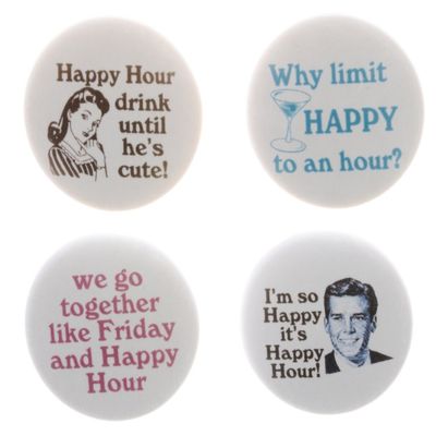 A&T Designs Set 4 Happy Hour Drinking Cocktail Humor Quotes 2.25 Keychains