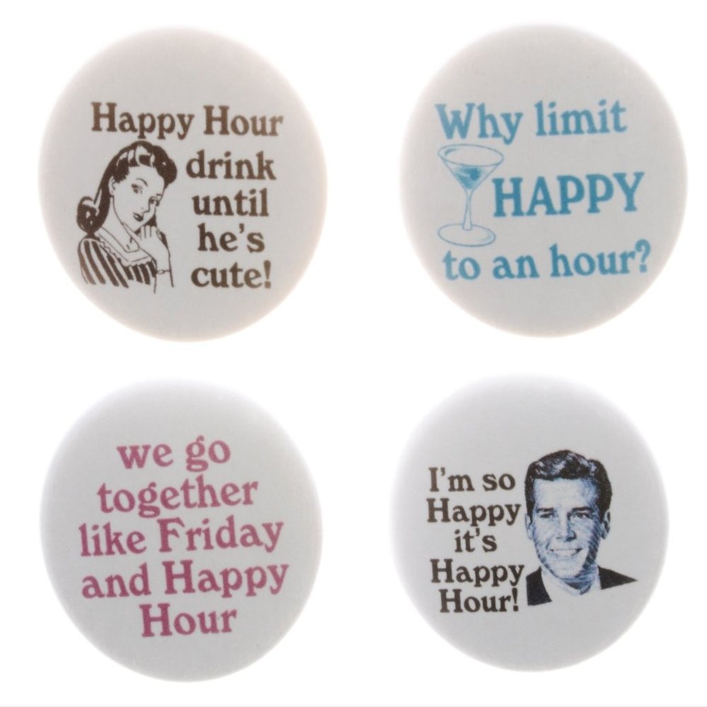 A&T Designs Set 4 Happy Hour Drinking Cocktail Humor Quotes 2.25 Keychains