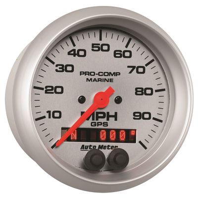 AutoMeter Gauge, Speedometer, 3 3/8", 100Mph, GPS, Marine Silver (200636-33)