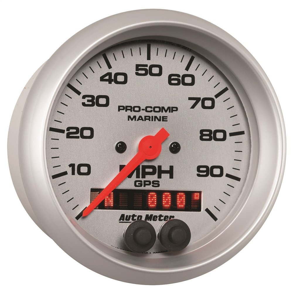 AutoMeter Gauge, Speedometer, 3 3/8", 100Mph, GPS, Marine Silver (200636-33)
