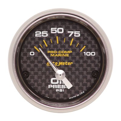 AutoMeter Gauge, Oil Pressure, 2 1/16", 100Psi, Electric, Marine Carbon Fiber (200758-40),Multi