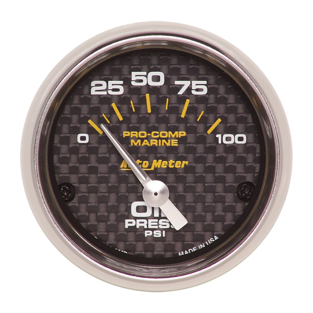 AutoMeter Gauge, Oil Pressure, 2 1/16", 100Psi, Electric, Marine Carbon Fiber (200758-40),Multi