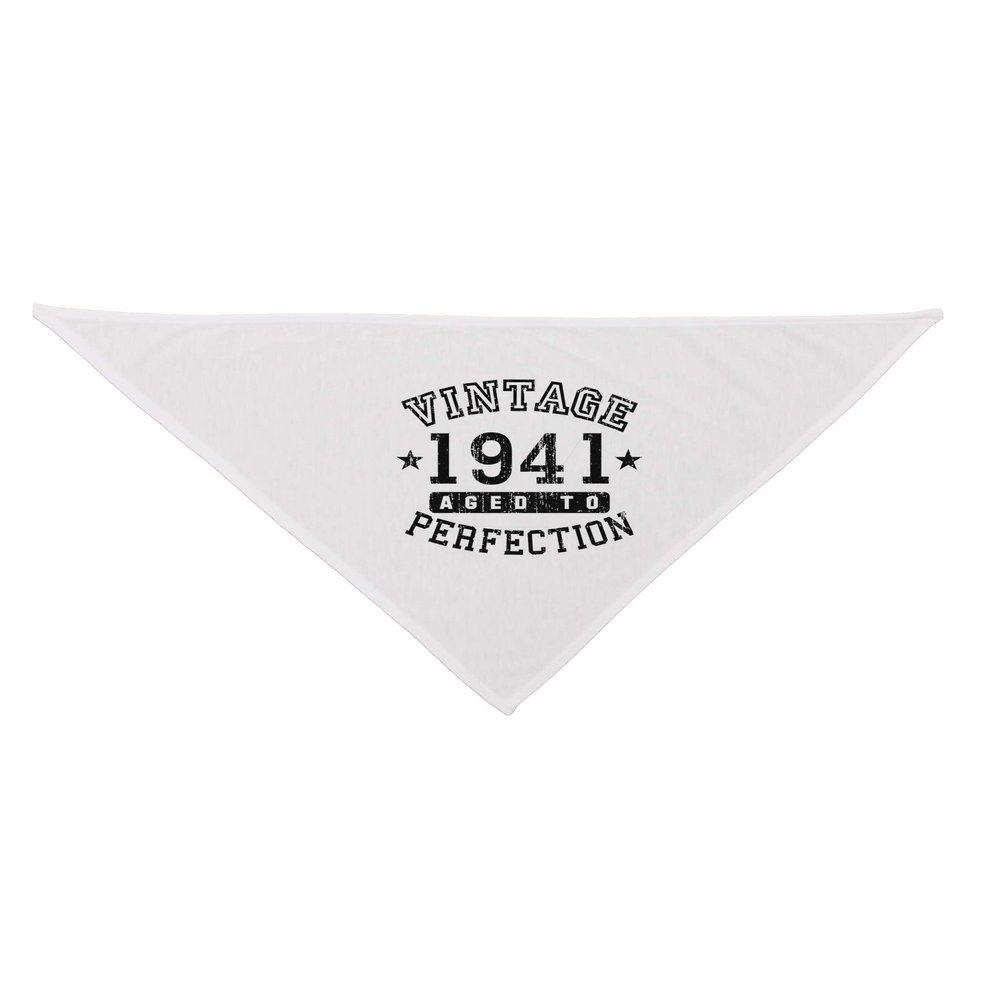 TOOLOUD 80th Birthday Vintage Birth Year 1941 Printed White Dog Bandana 26"