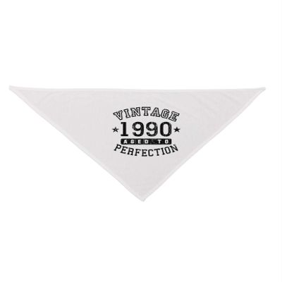 TOOLOUD 30th Birthday Vintage Birth Year 1990 Printed White Dog Bandana 26"