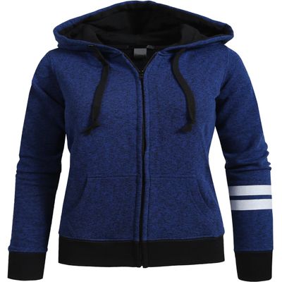 NE PEOPLE Womens Long Sleeve Zip Up Jacket Hoodie with Stripe Print Detail-RoyalBlue-M