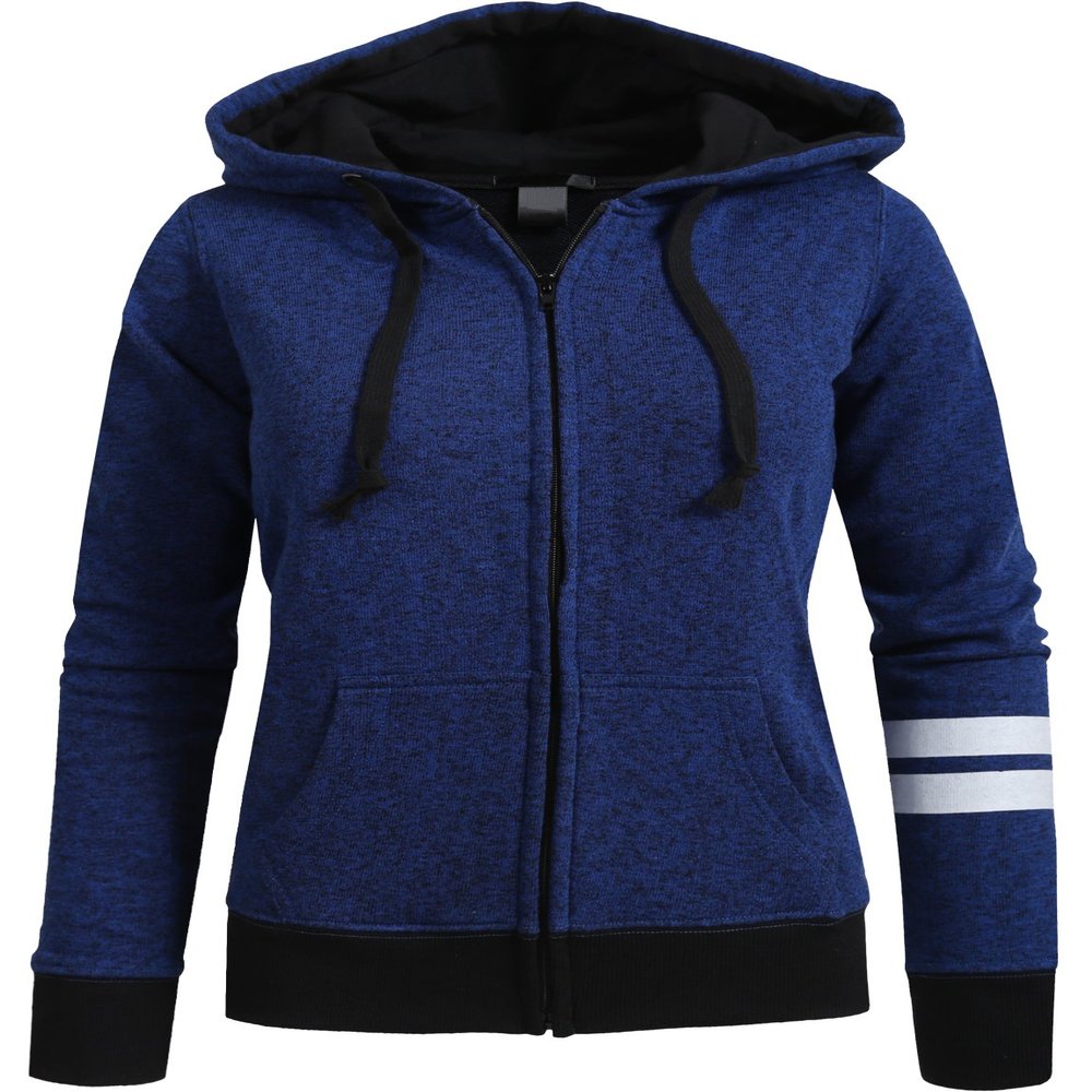NE PEOPLE Womens Long Sleeve Zip Up Jacket Hoodie with Stripe Print Detail-RoyalBlue-M