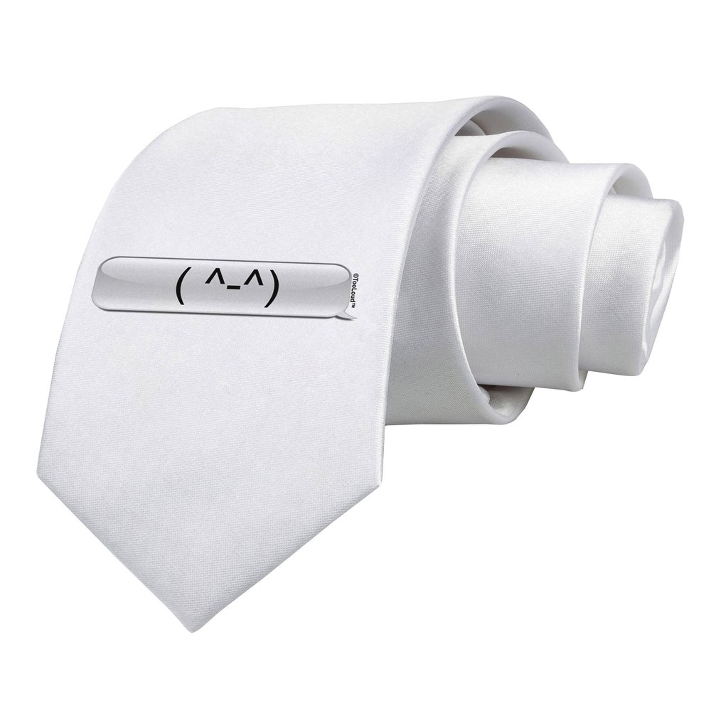 TOOLOUD Happy FaceText Bubble Printed White Neck Tie