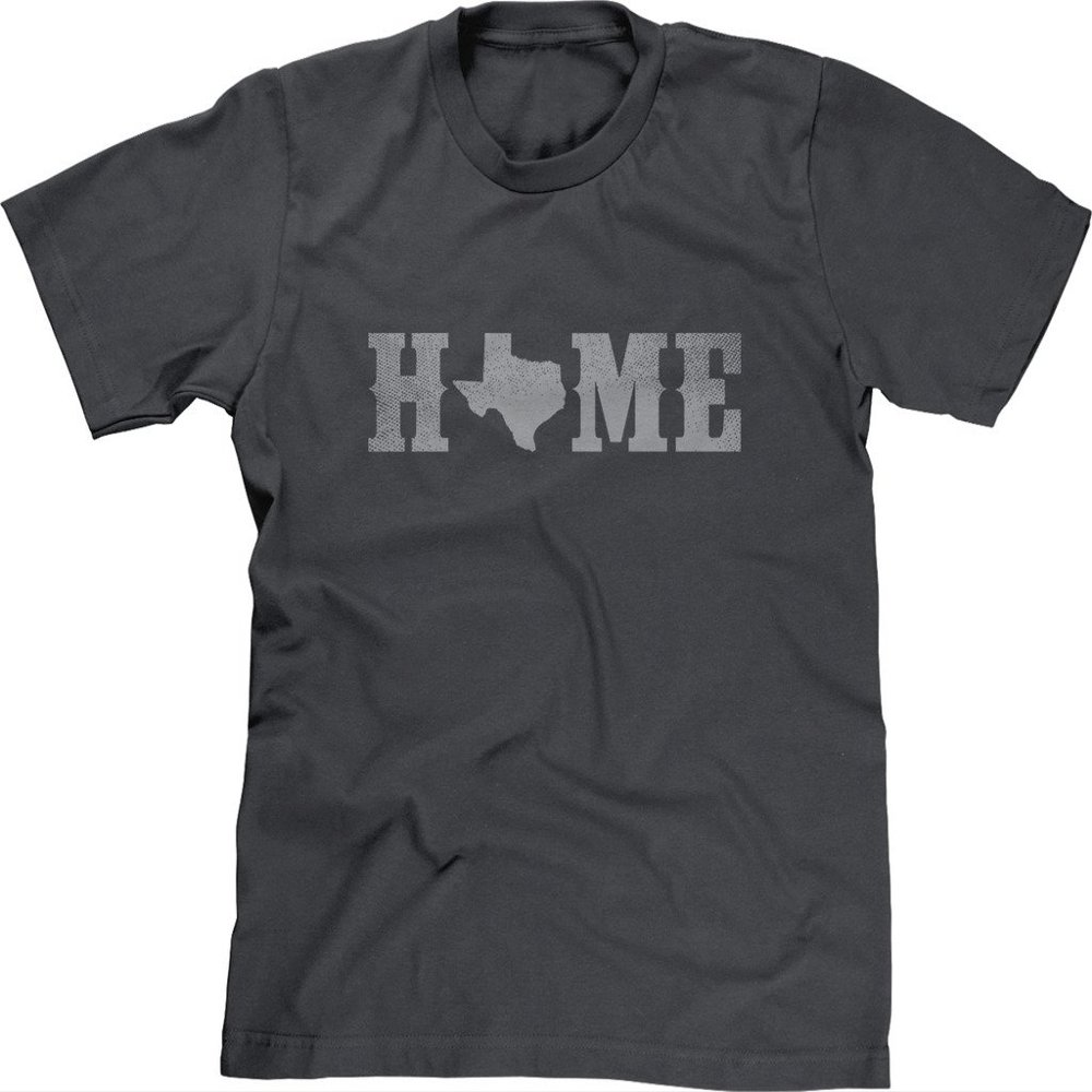 Blittzen Mens T-Shirt Home Texas State O, M, Charcoal
