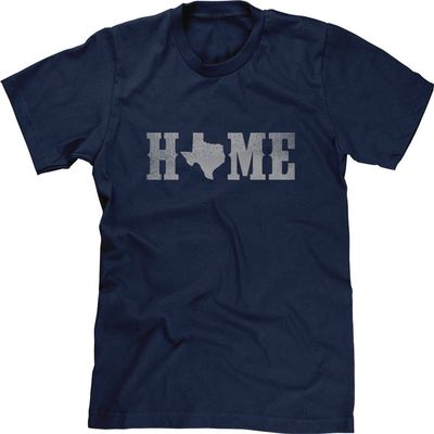 Blittzen Mens T-Shirt Home Texas State O, L, Navy Blue
