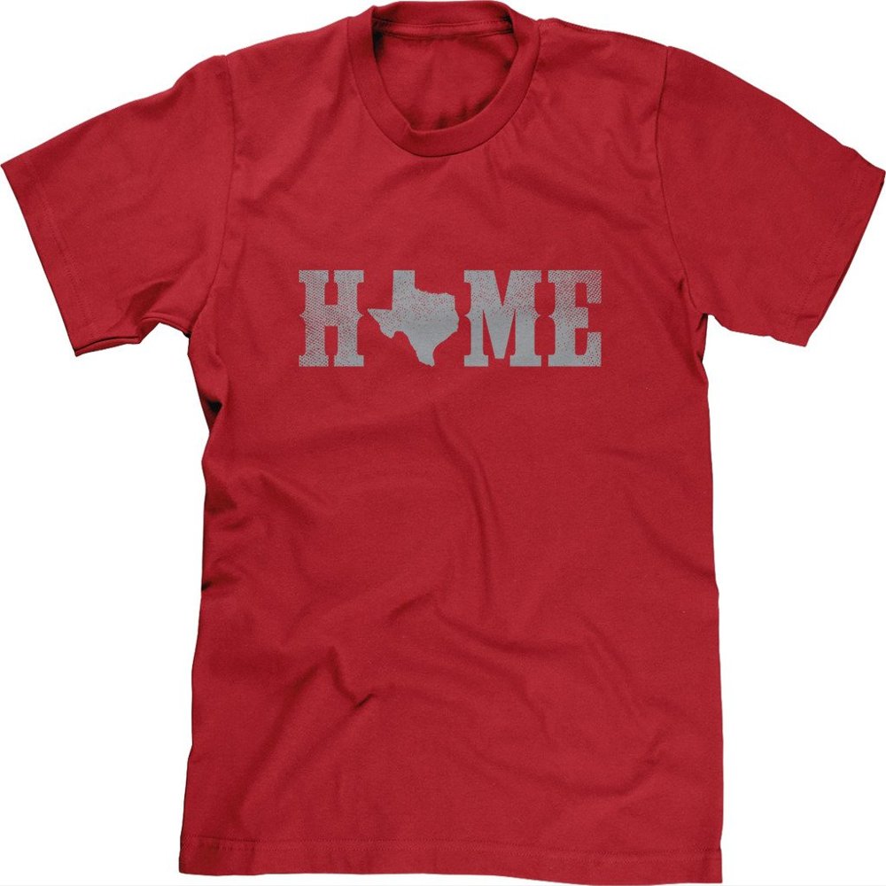 Blittzen Mens T-Shirt Home Texas State O, L, Red