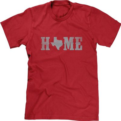 Blittzen Mens T-Shirt Home Texas State O, XL, Red