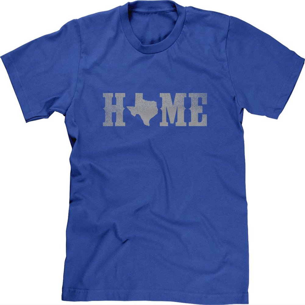 Blittzen Mens T-Shirt Home Texas State O, S, Royal Blue