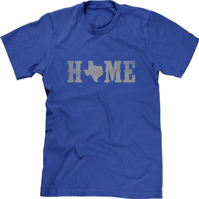 Blittzen Mens T-Shirt Home Texas State O, M, Royal Blue