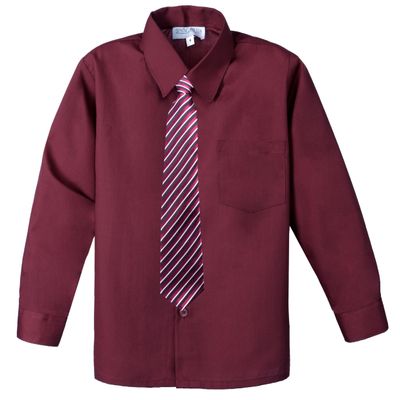 Spring Notion Boys Dress Shirt and Tie Set 16 Burgundy