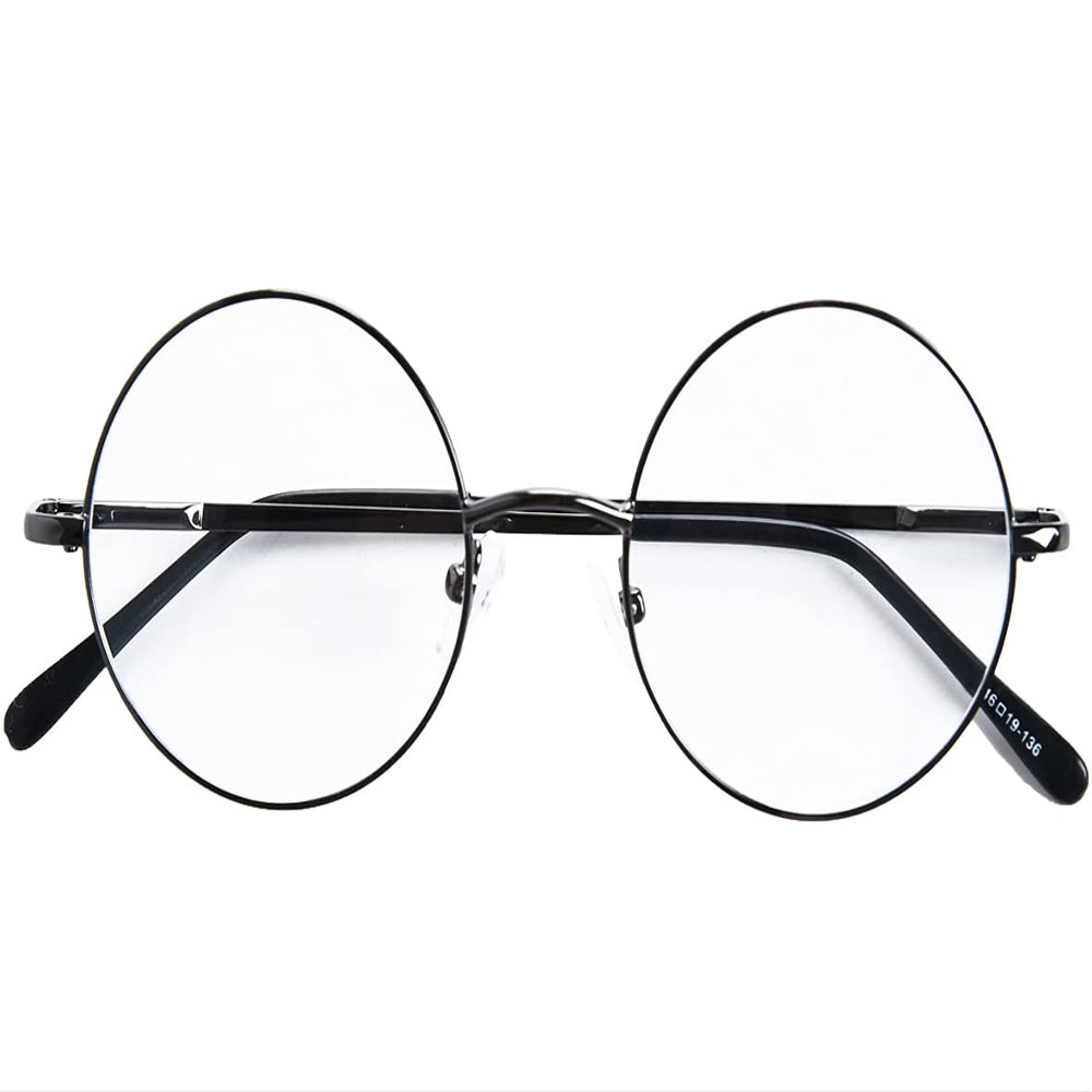 Bestum Retro Round Optical Spring Hinge Metal Glasses Frame Clear lens (grey, L)