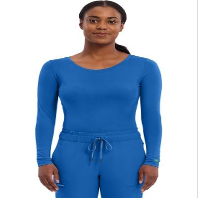 Healing Hands Women's Underscrub Soft Knit Melissa Longsleeve Scrub Tee with Breathable & Easy Care Fabric Plus Size 5047, 3XL, Royal
