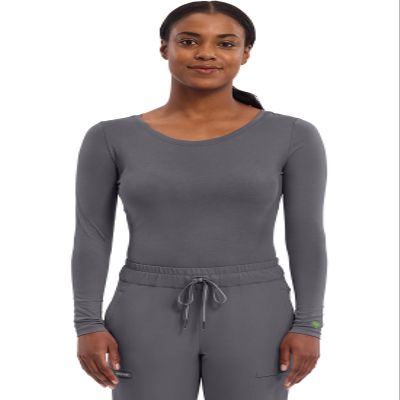 Healing Hands Women's Underscrub Soft Knit Melissa Longsleeve Scrub Tee with Breathable & Easy Care Fabric Plus Size 5047, 2XL, Pewter