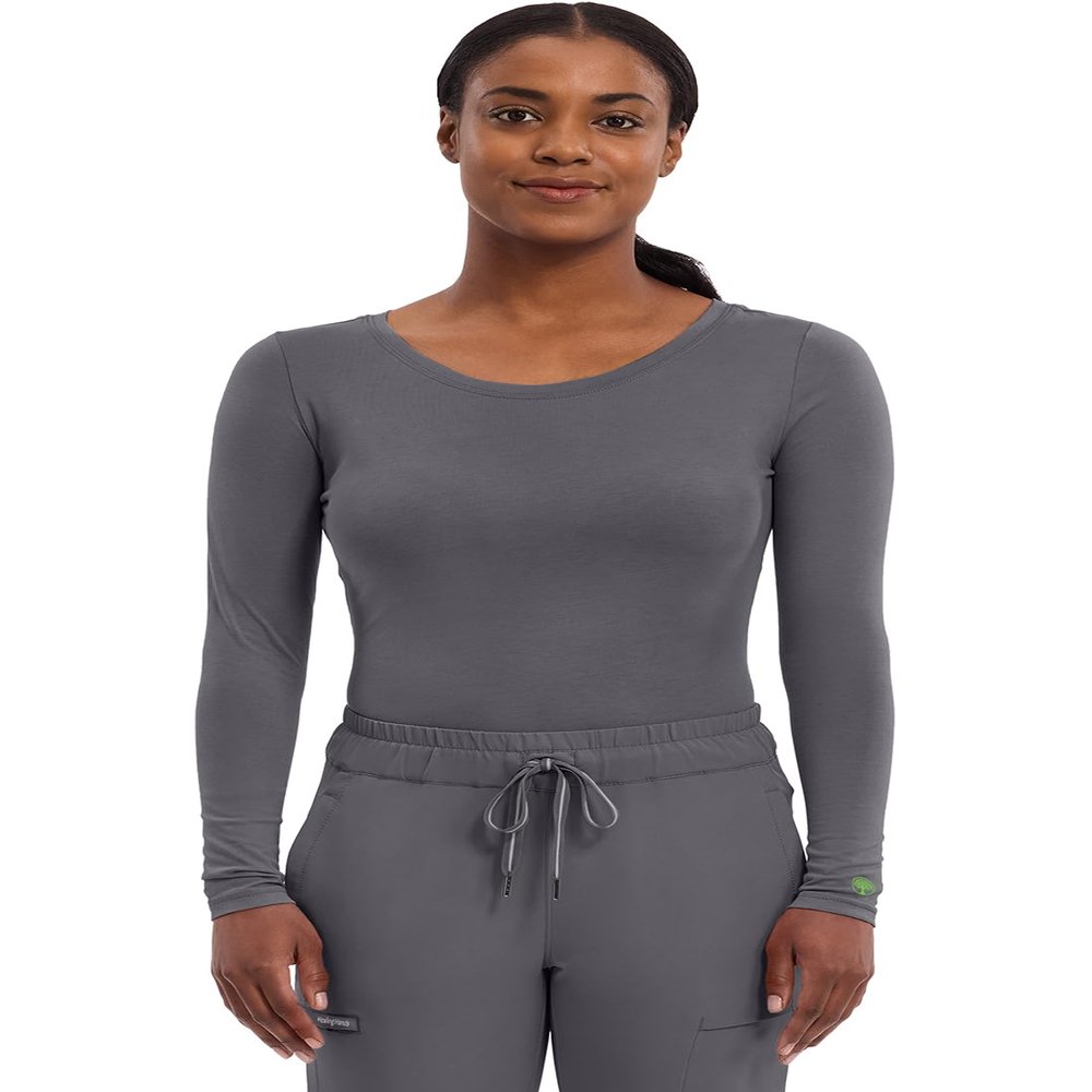 Healing Hands Women's Underscrub Soft Knit Melissa Longsleeve Scrub Tee with Breathable & Easy Care Fabric Plus Size 5047, 2XL, Pewter