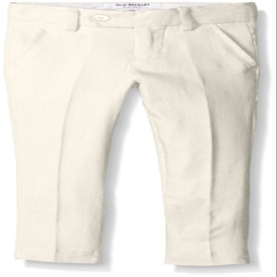 Isaac Mizrahi Slim Boys Solid Linen Pants, Off White, 4