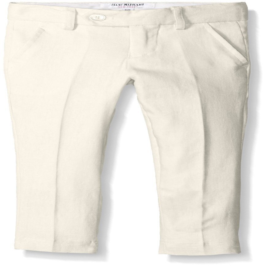 Isaac Mizrahi Slim Boys Solid Linen Pants, Off White, 4